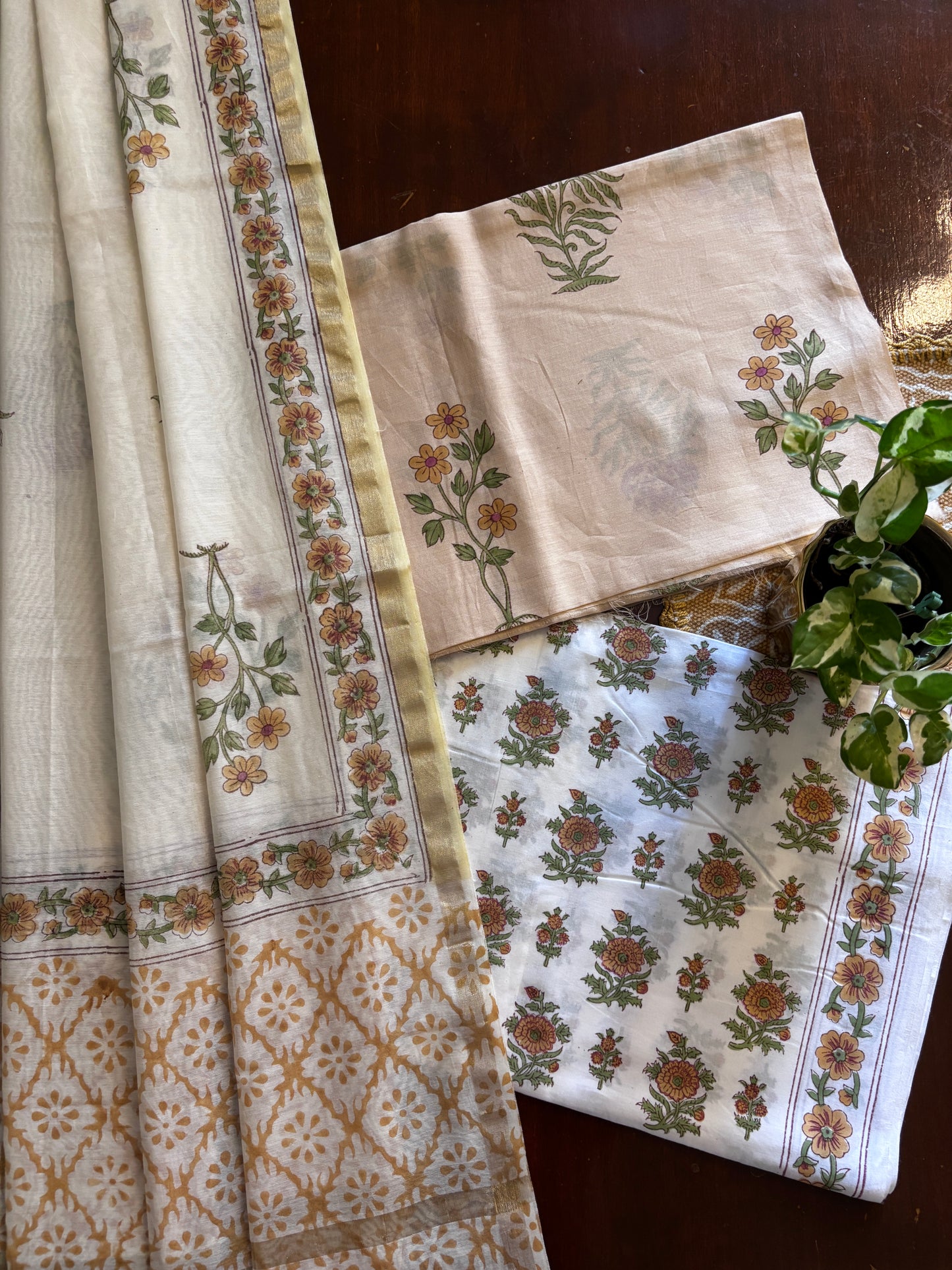 Beige Boota Chanderi Suit