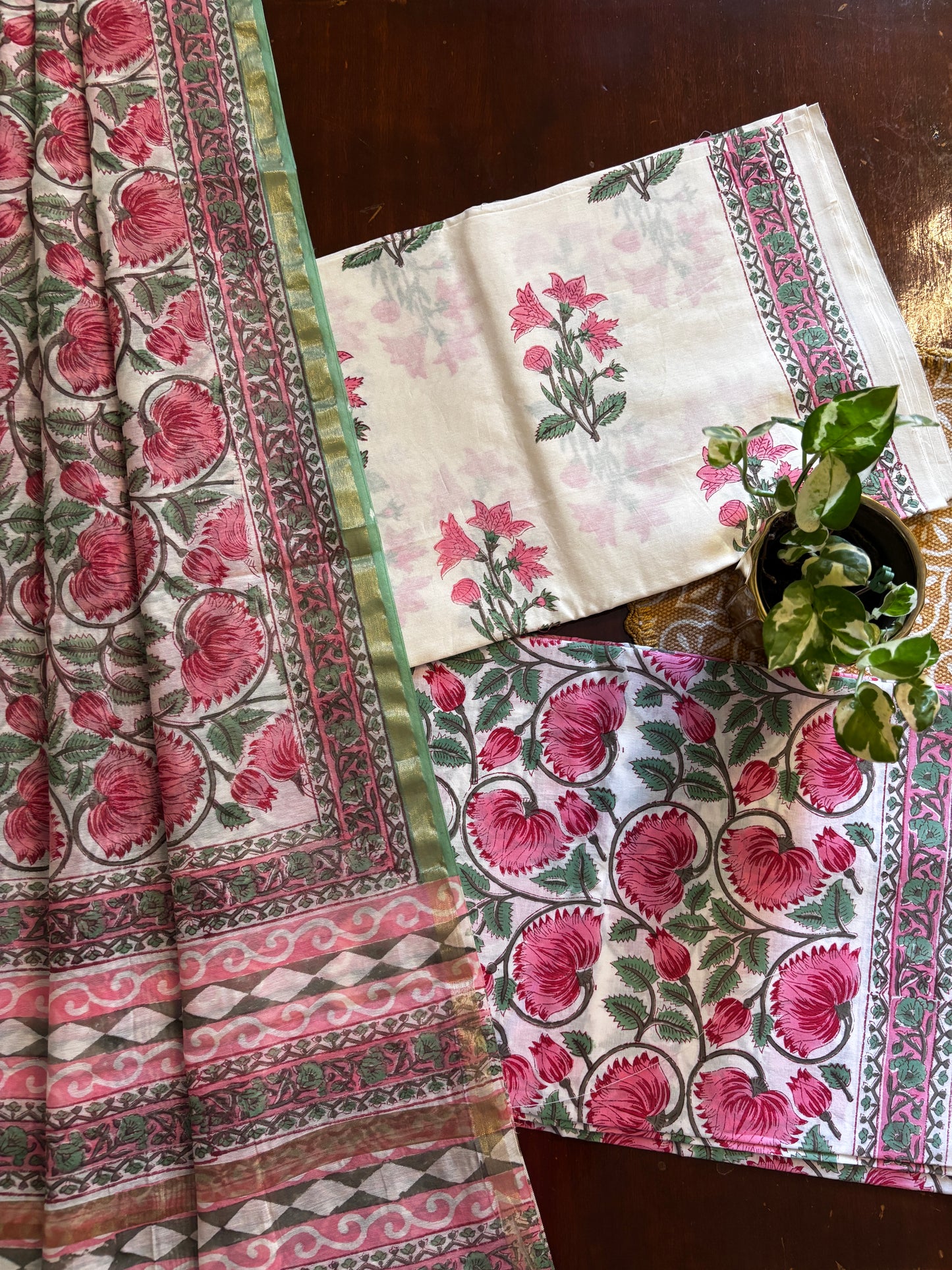 Pink Boota Chanderi Suit