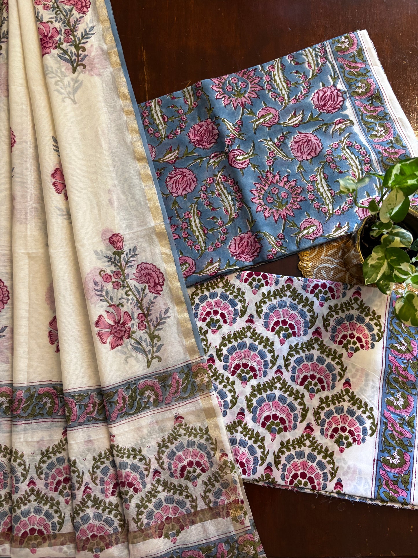 Blue Jaal Chanderi Suit