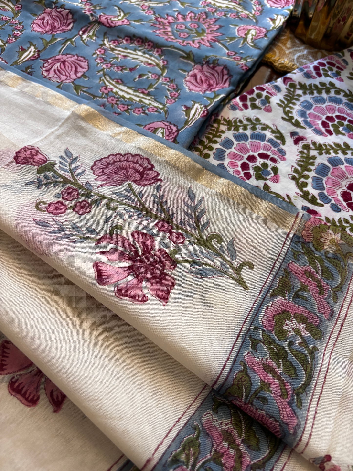 Blue Jaal Chanderi Suit