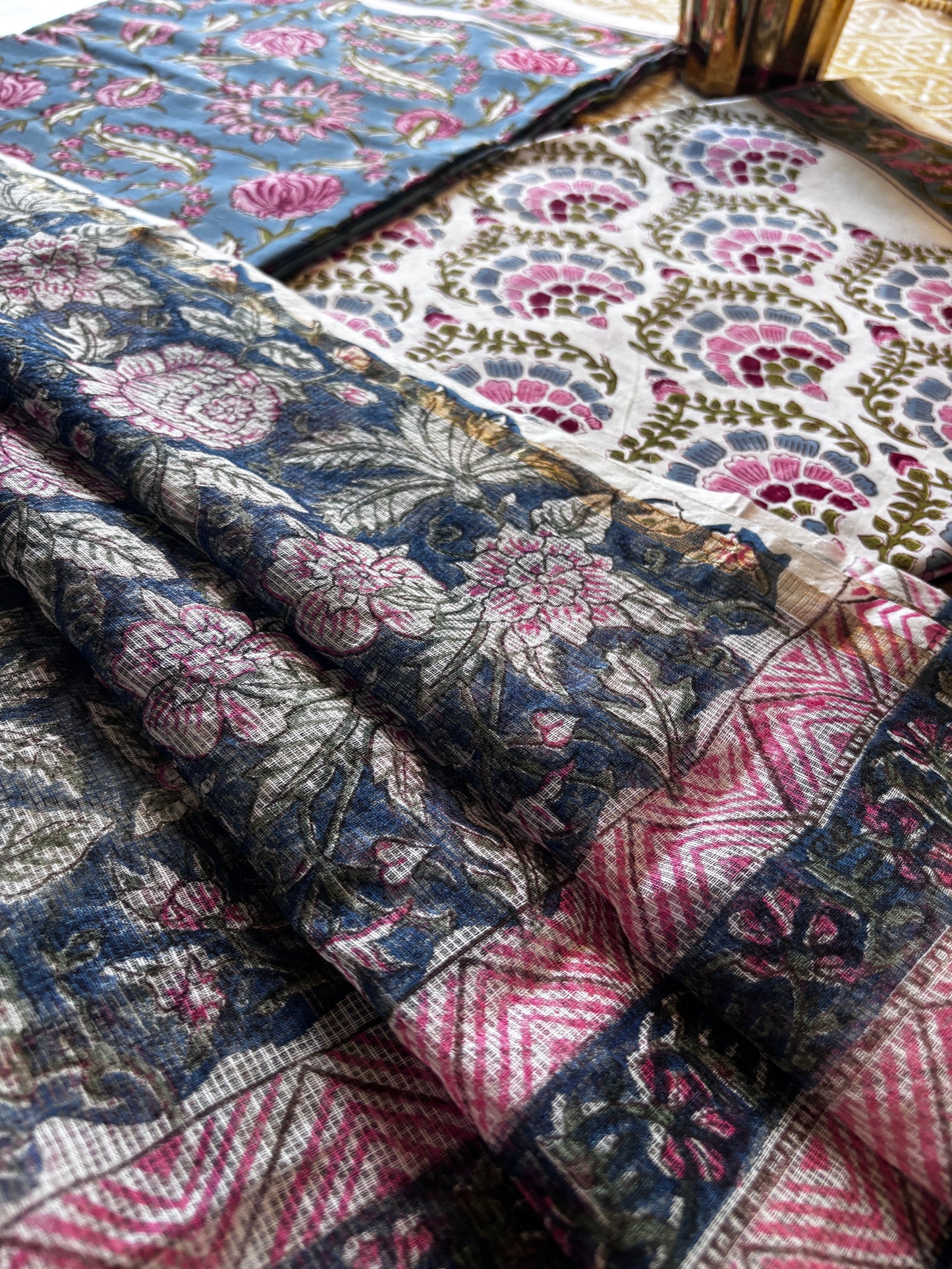 Indigo Jaal Handblocked Suit