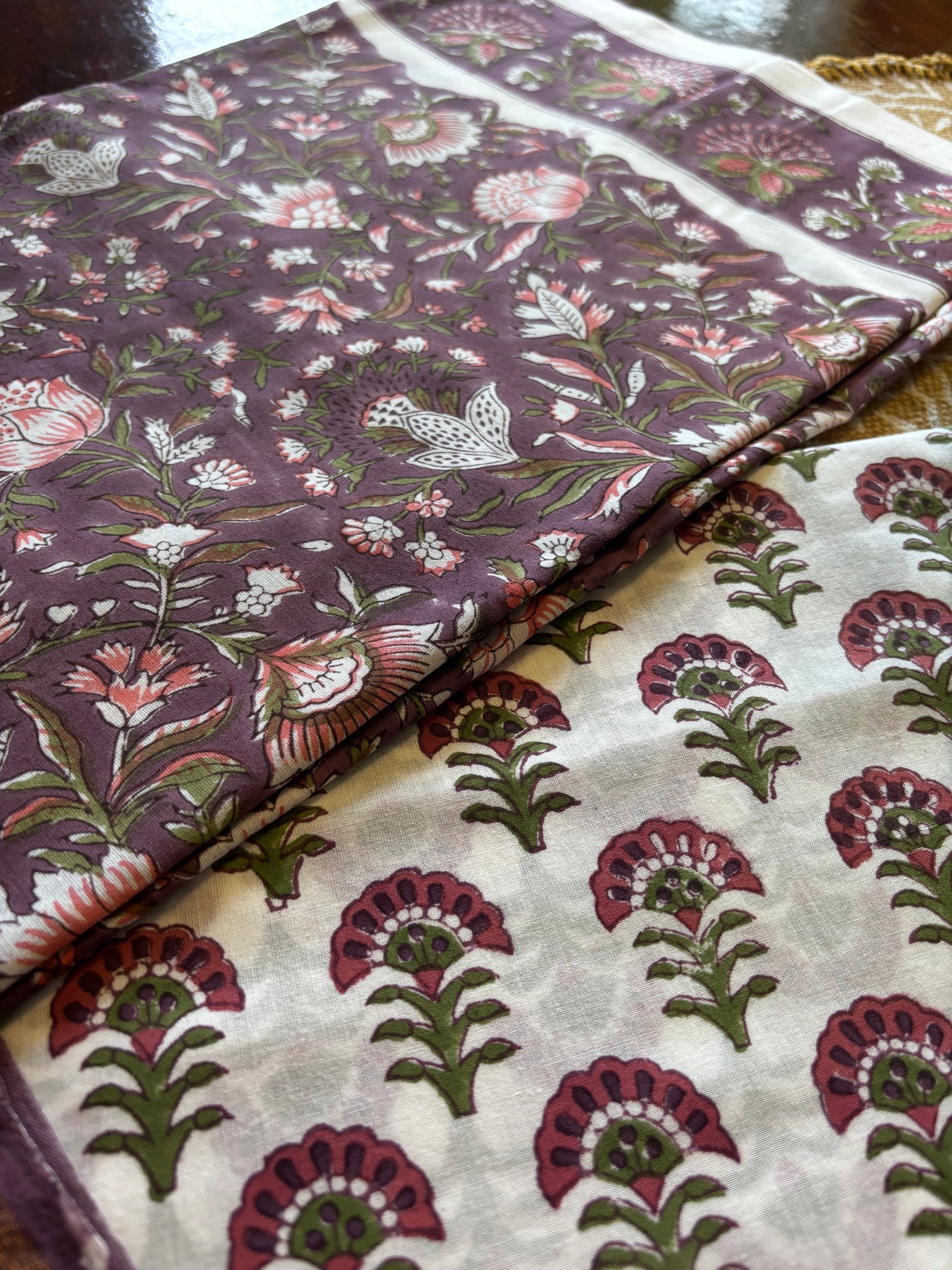 Purple Jaal Handblocked Suit