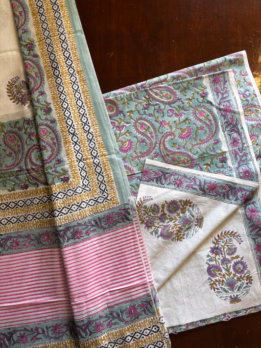 Blue Paisley Mul Cotton Suit