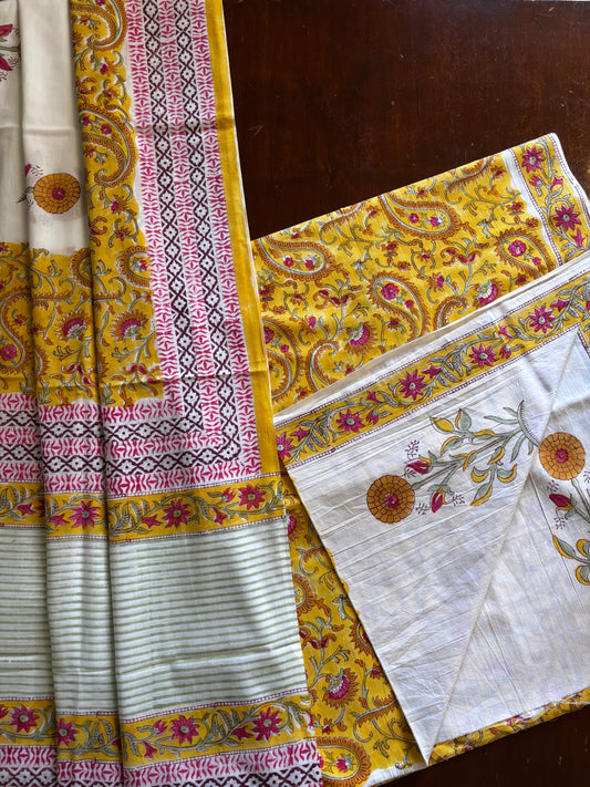 Yellow Paisley Mul Cotton Suit