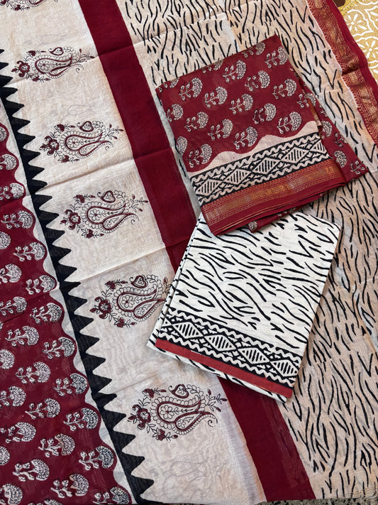 Brick Red Maheshwari Suit