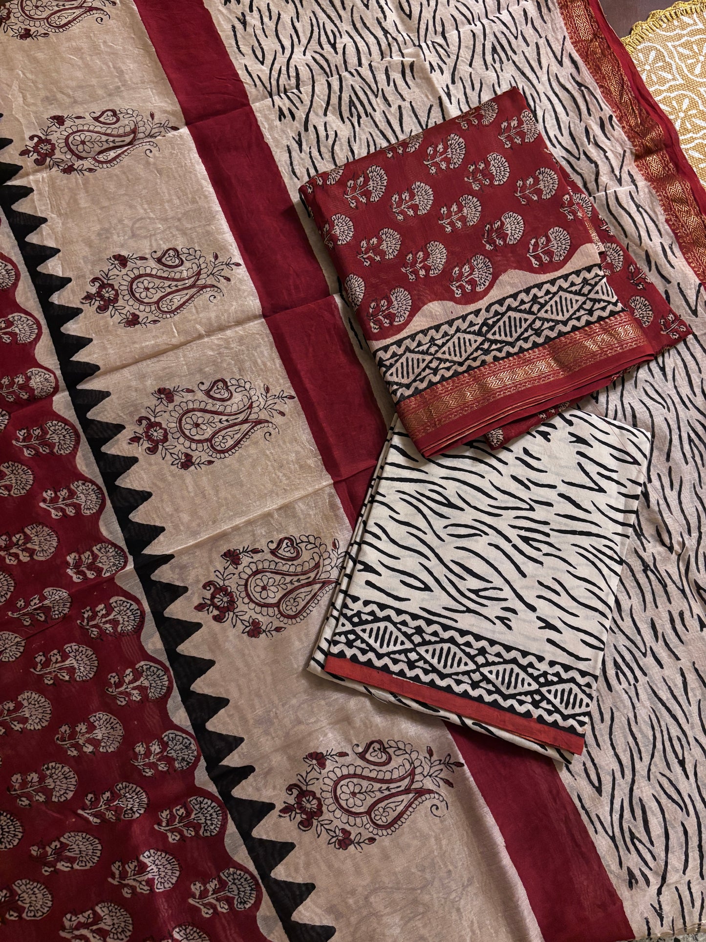 Brick Red Maheshwari Suit
