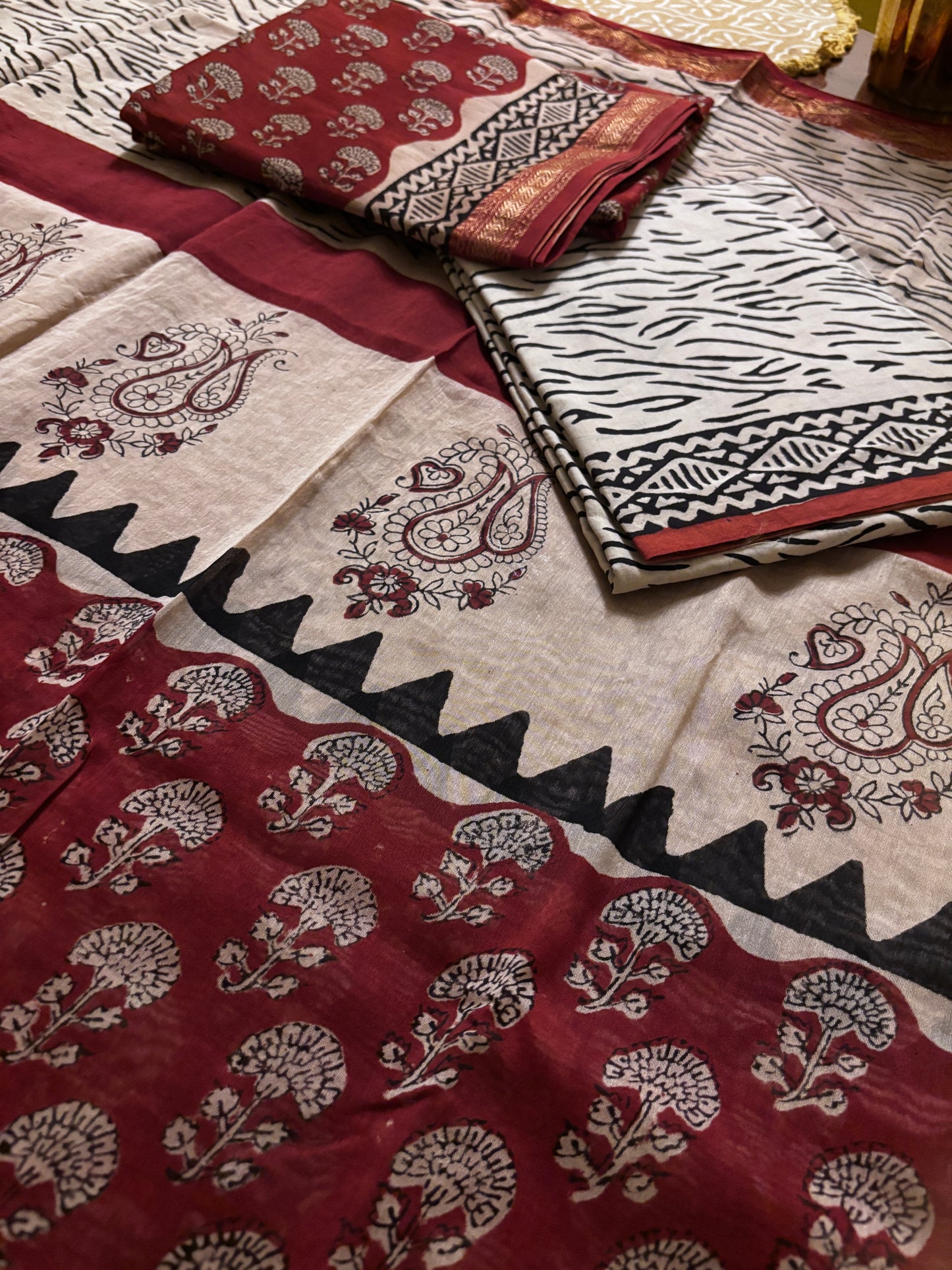 Brick Red Maheshwari Suit