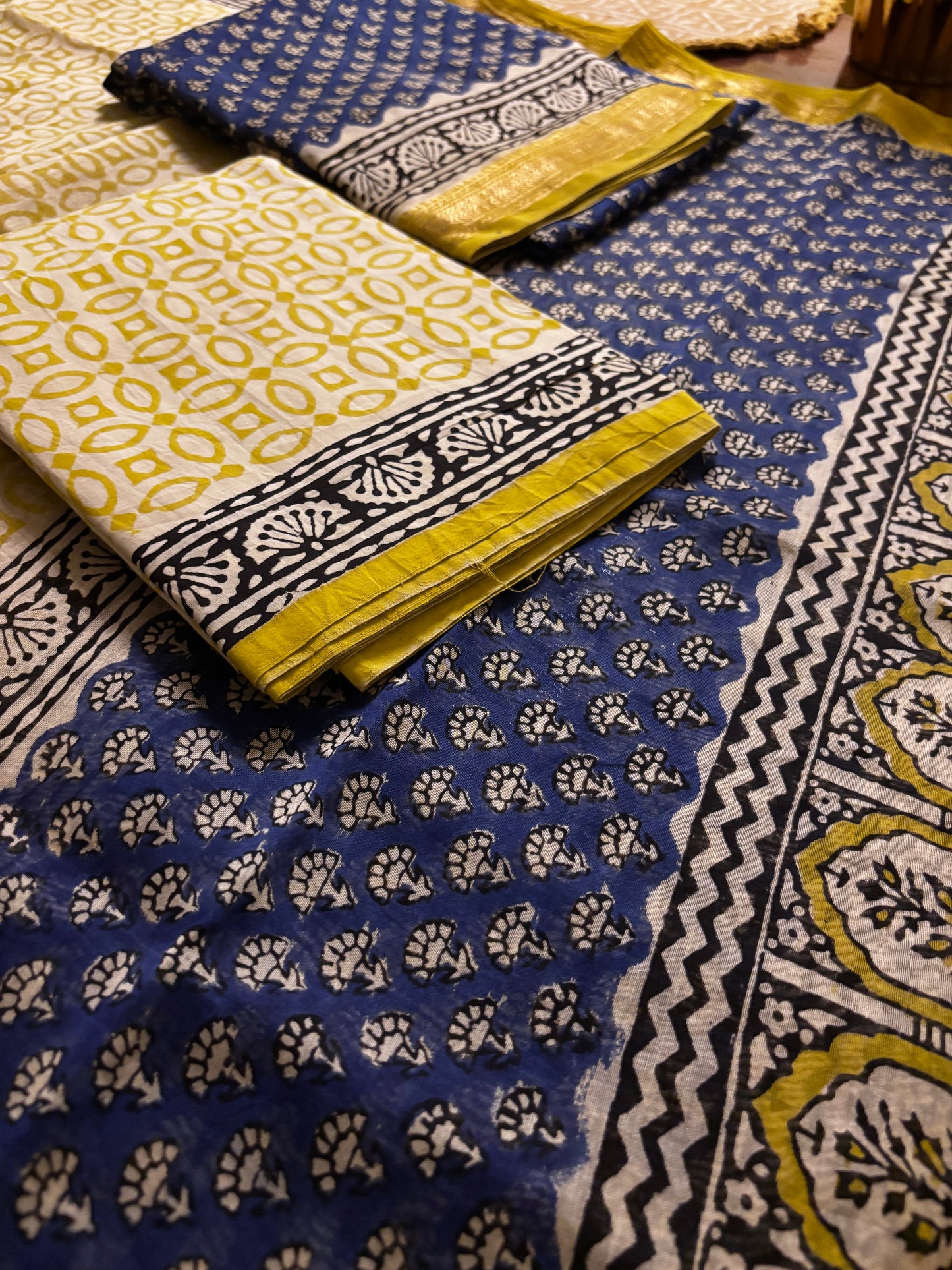 Blue Booti Maheshwari Suit