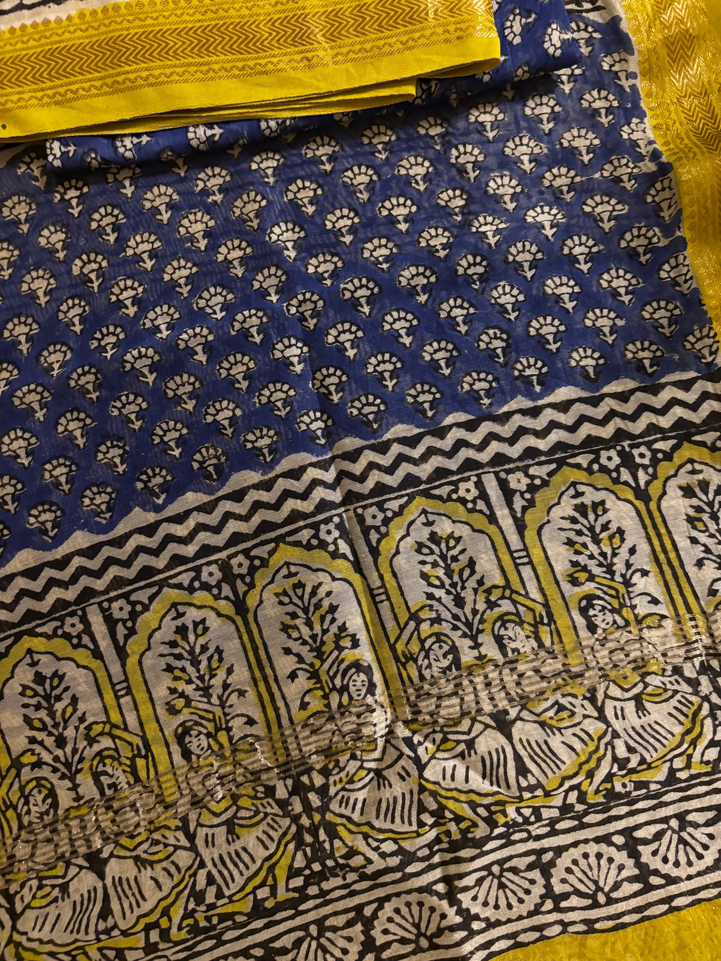 Blue Booti Maheshwari Suit