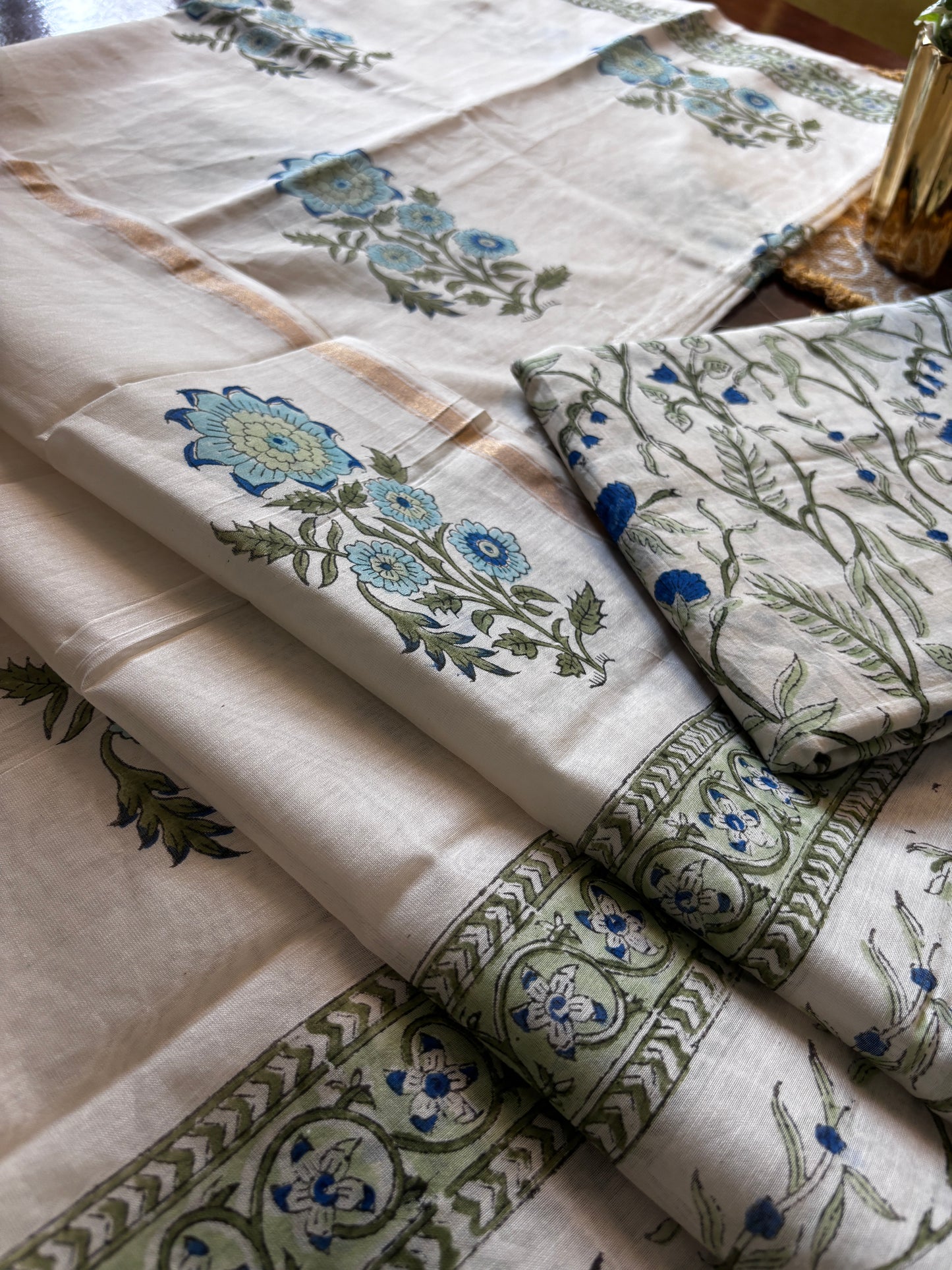 Blue Flower Mughal Boota Suit