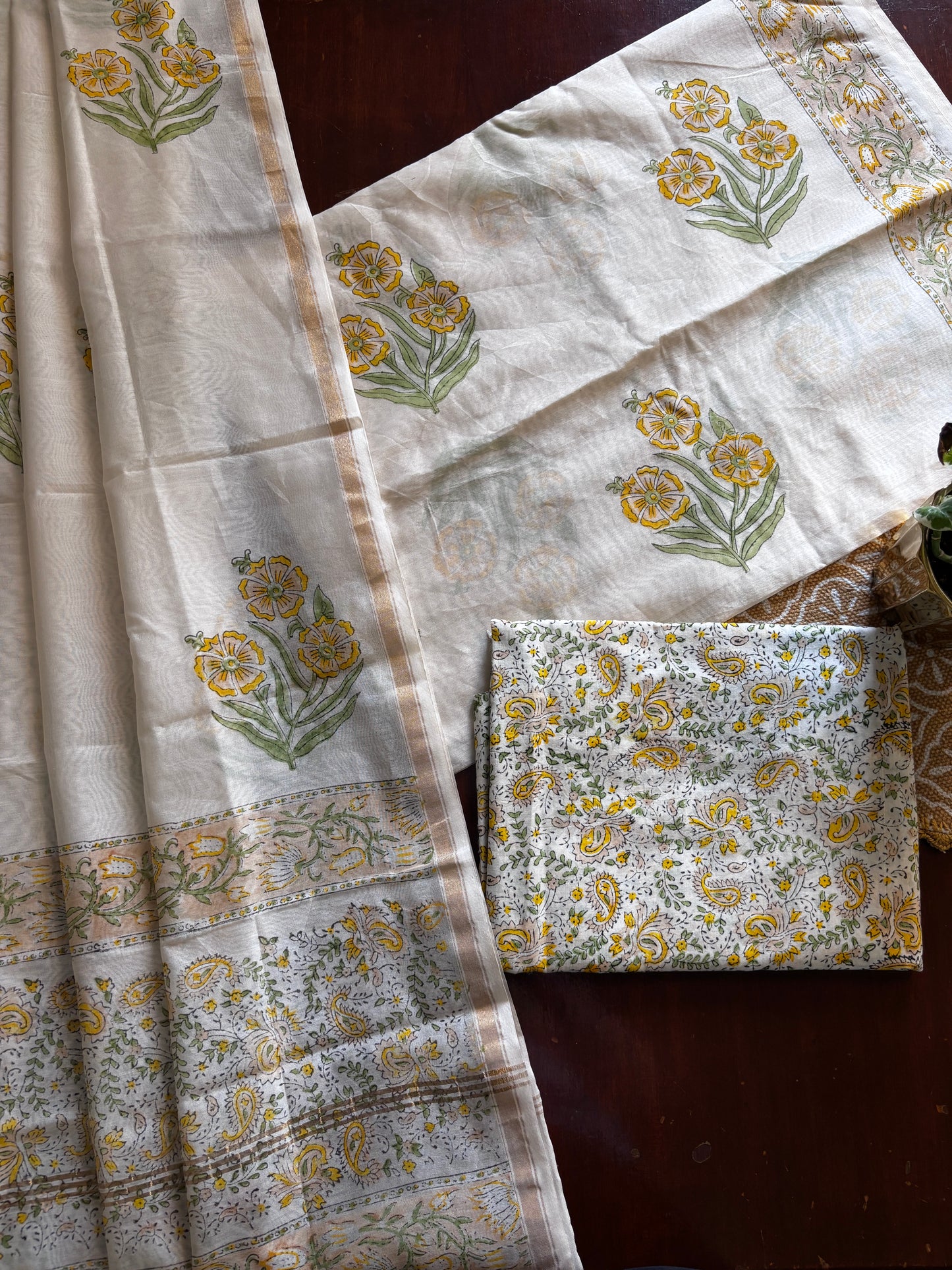 Yellow Mughal Boota Suit
