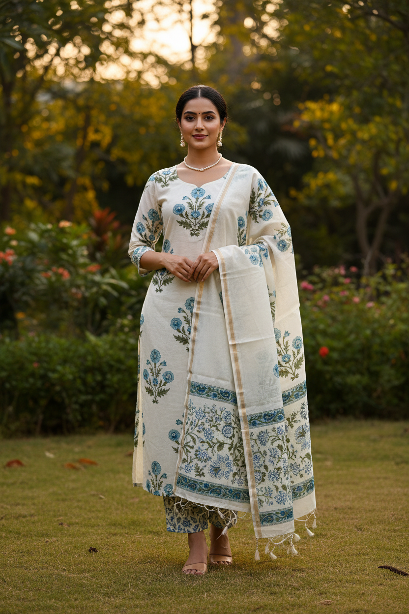 Big Mughal Boota Chanderi Suit