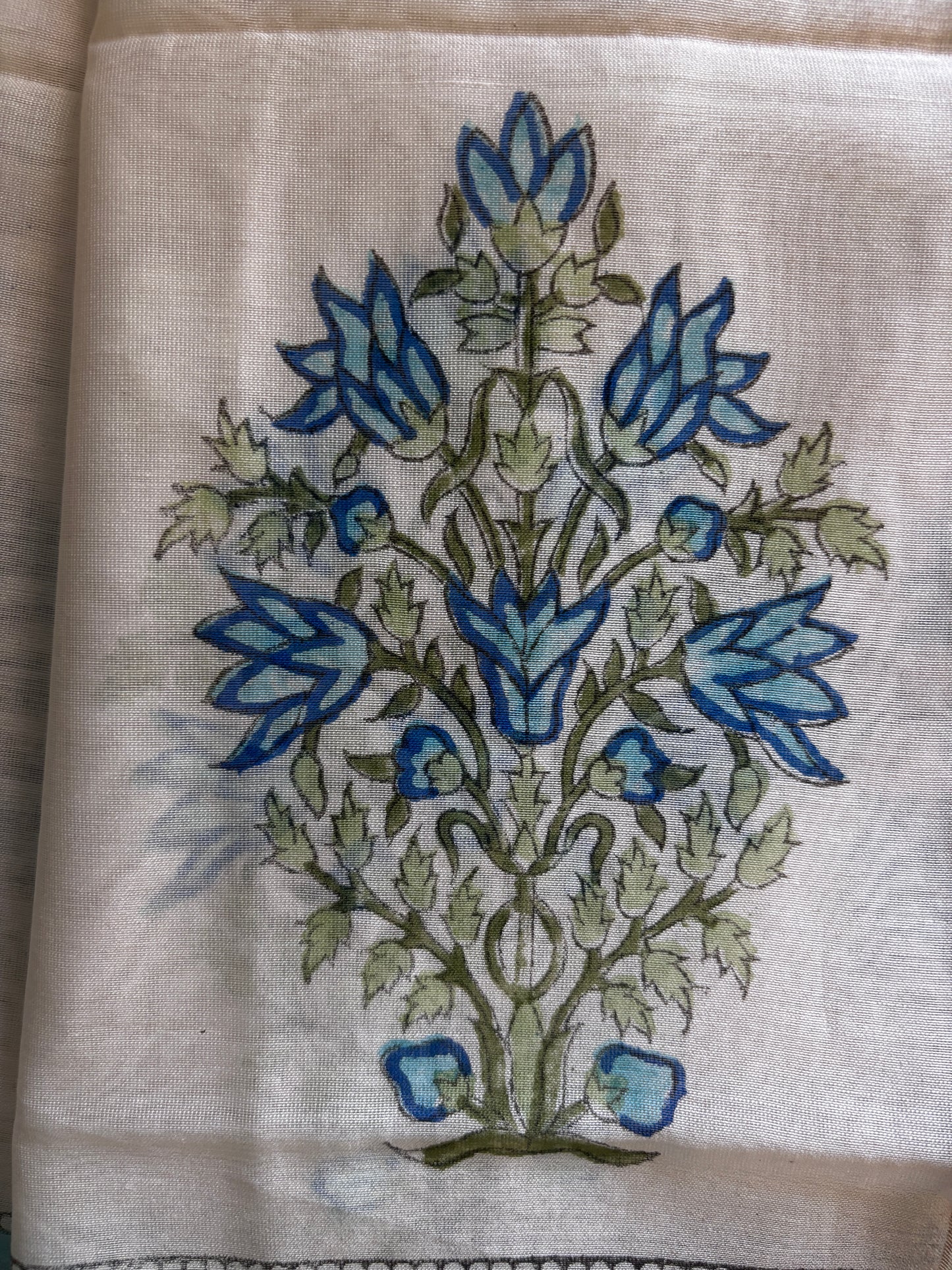 Blue Mughal Jaal Chanderi Suit
