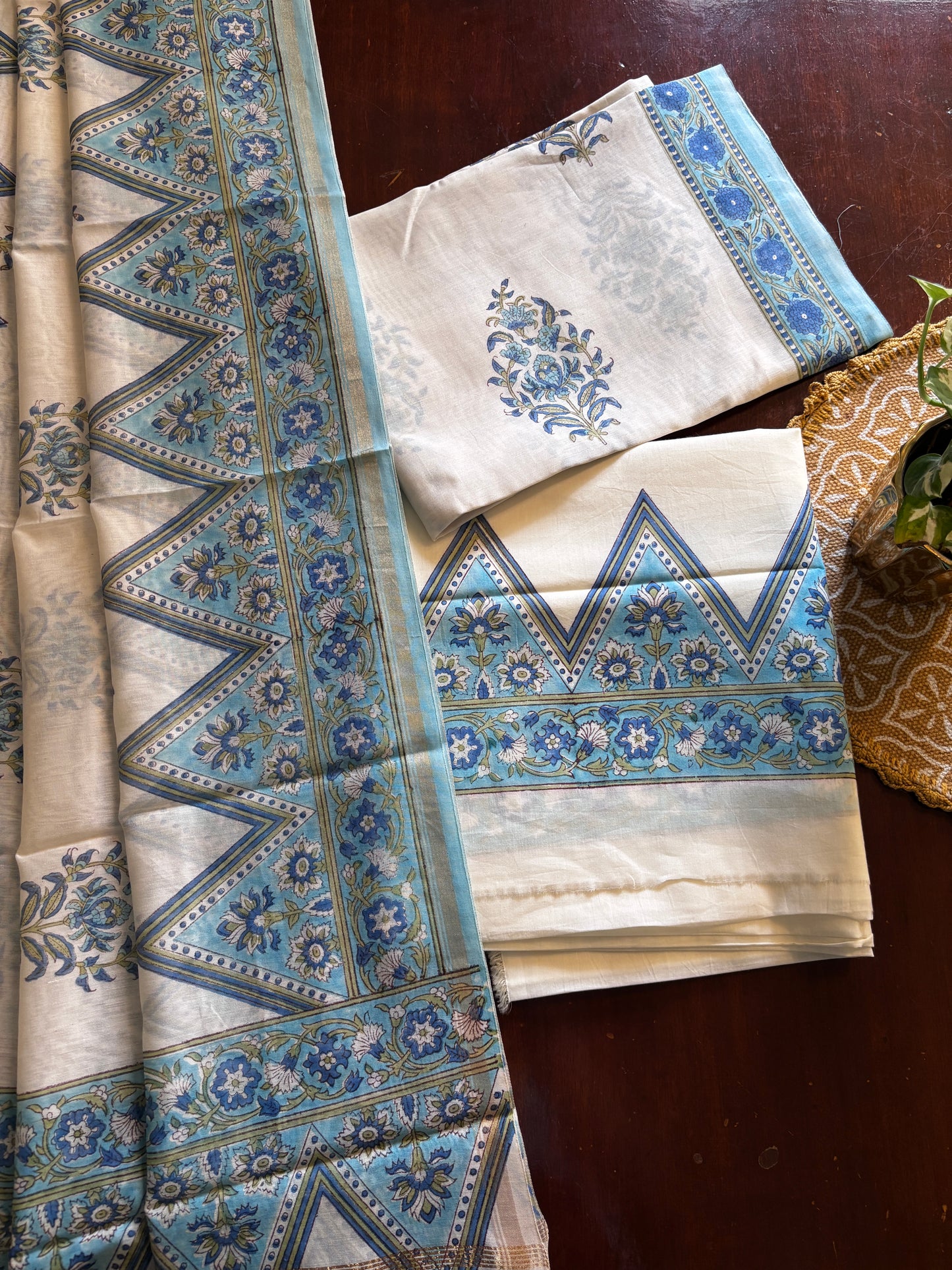 Blue Traingle Chanderi Suit