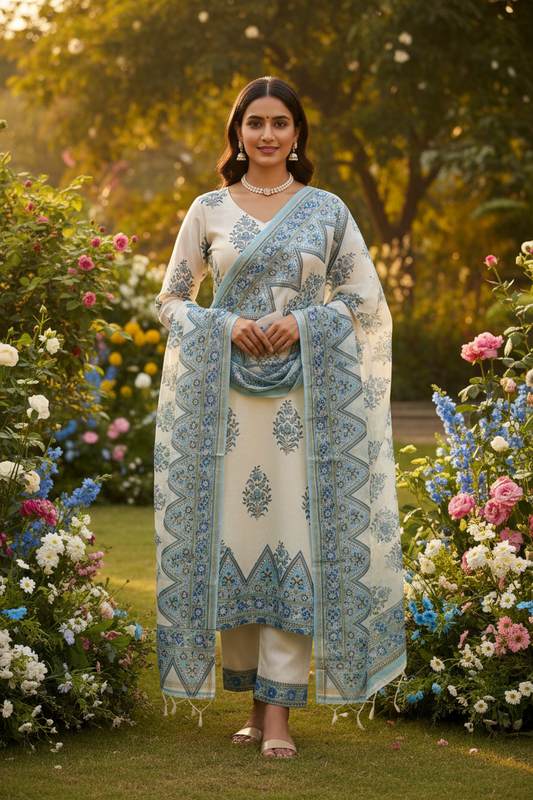 Blue Traingle Chanderi Suit