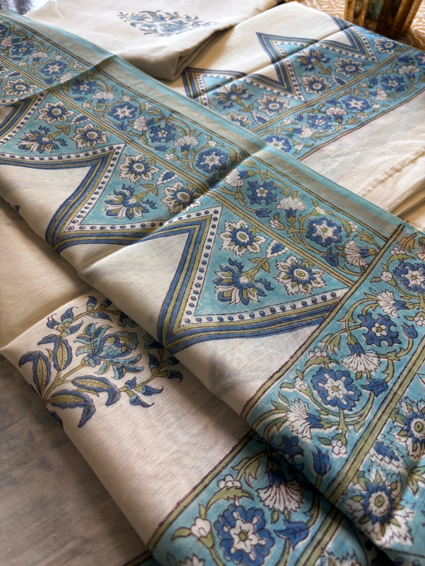Blue Traingle Chanderi Suit