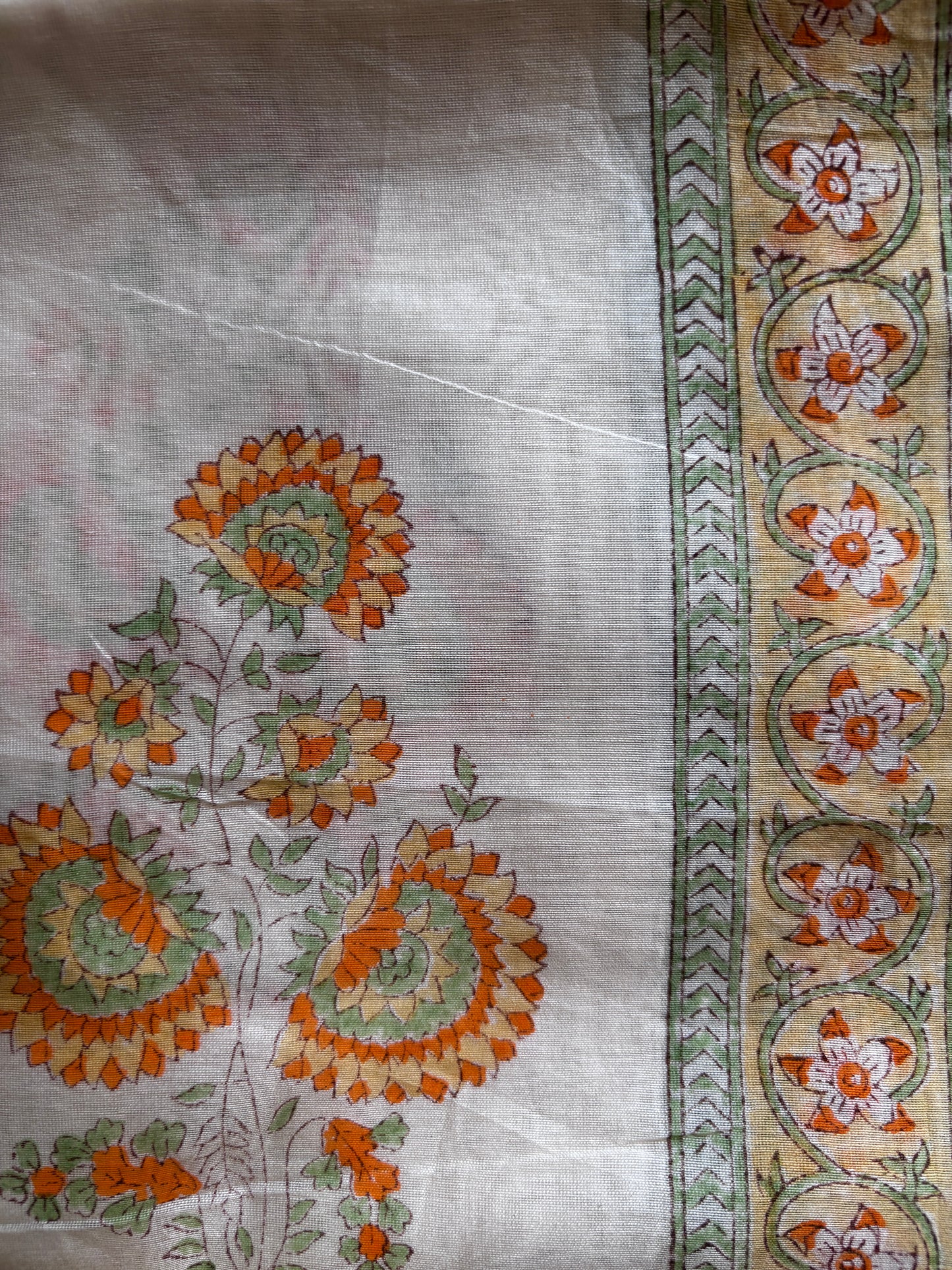 Orange Mughal Boota Chanderi Suit