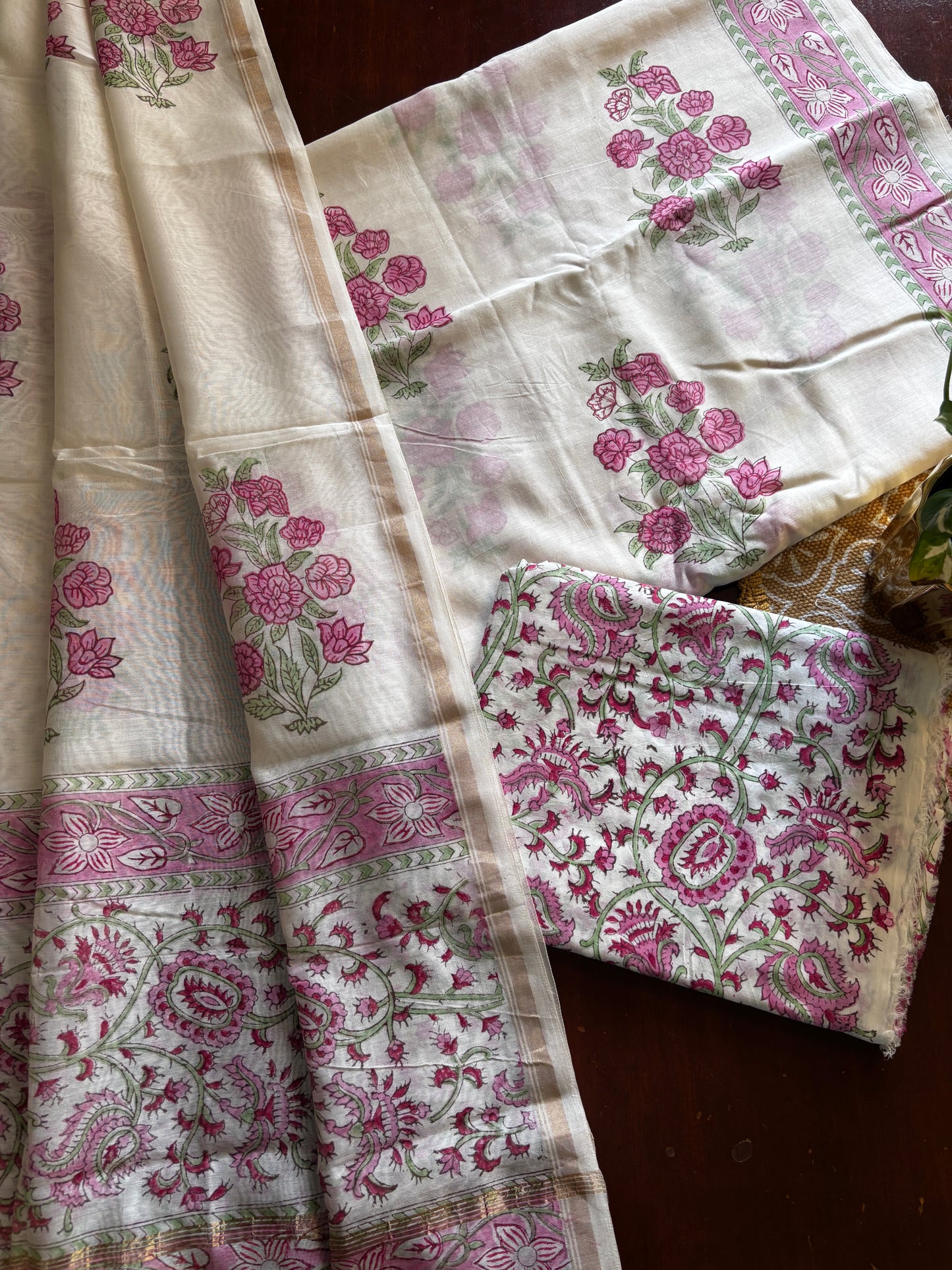 Pink Mughal Boota Chanderi Suit