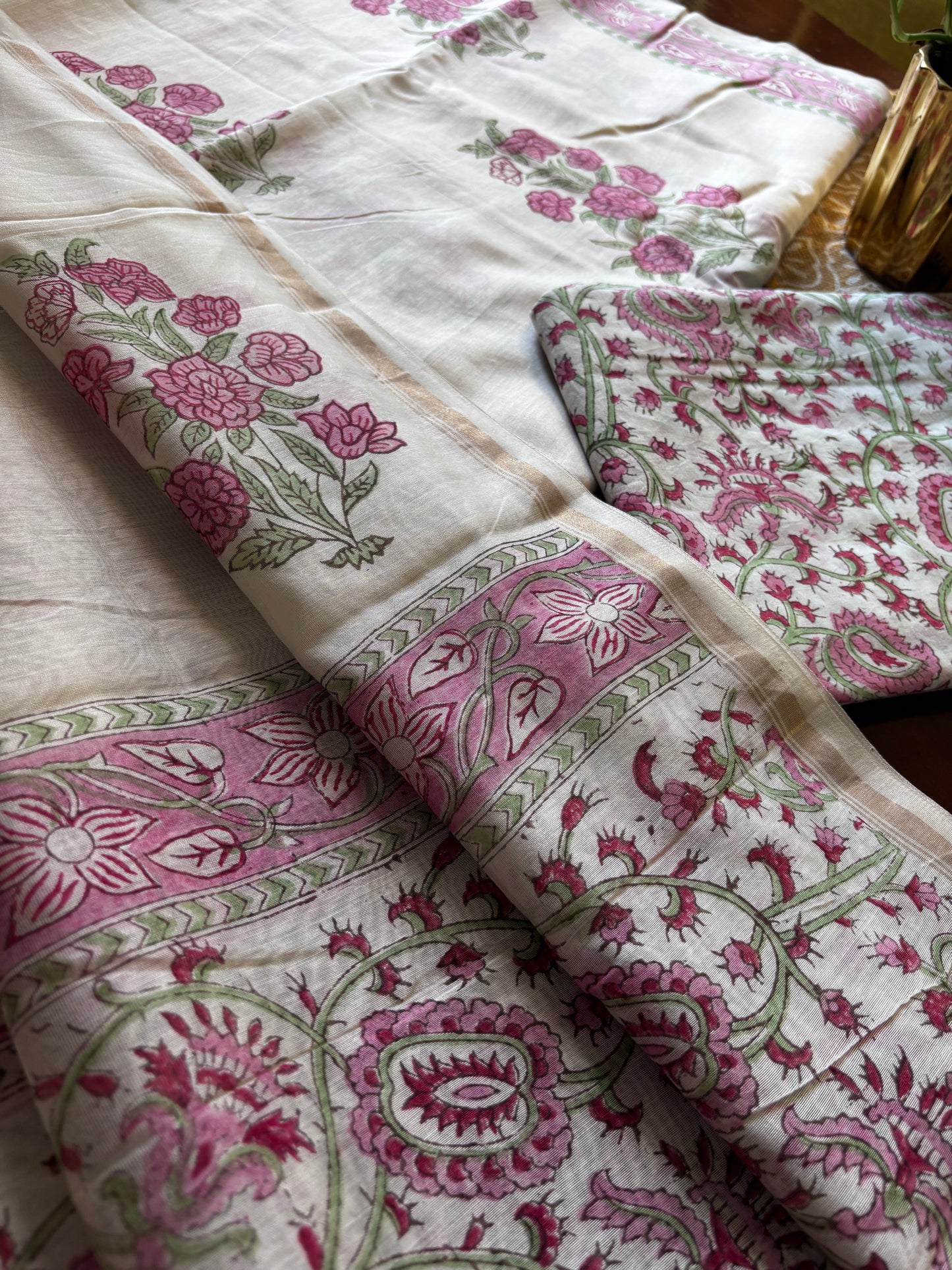 Pink Mughal Boota Chanderi Suit