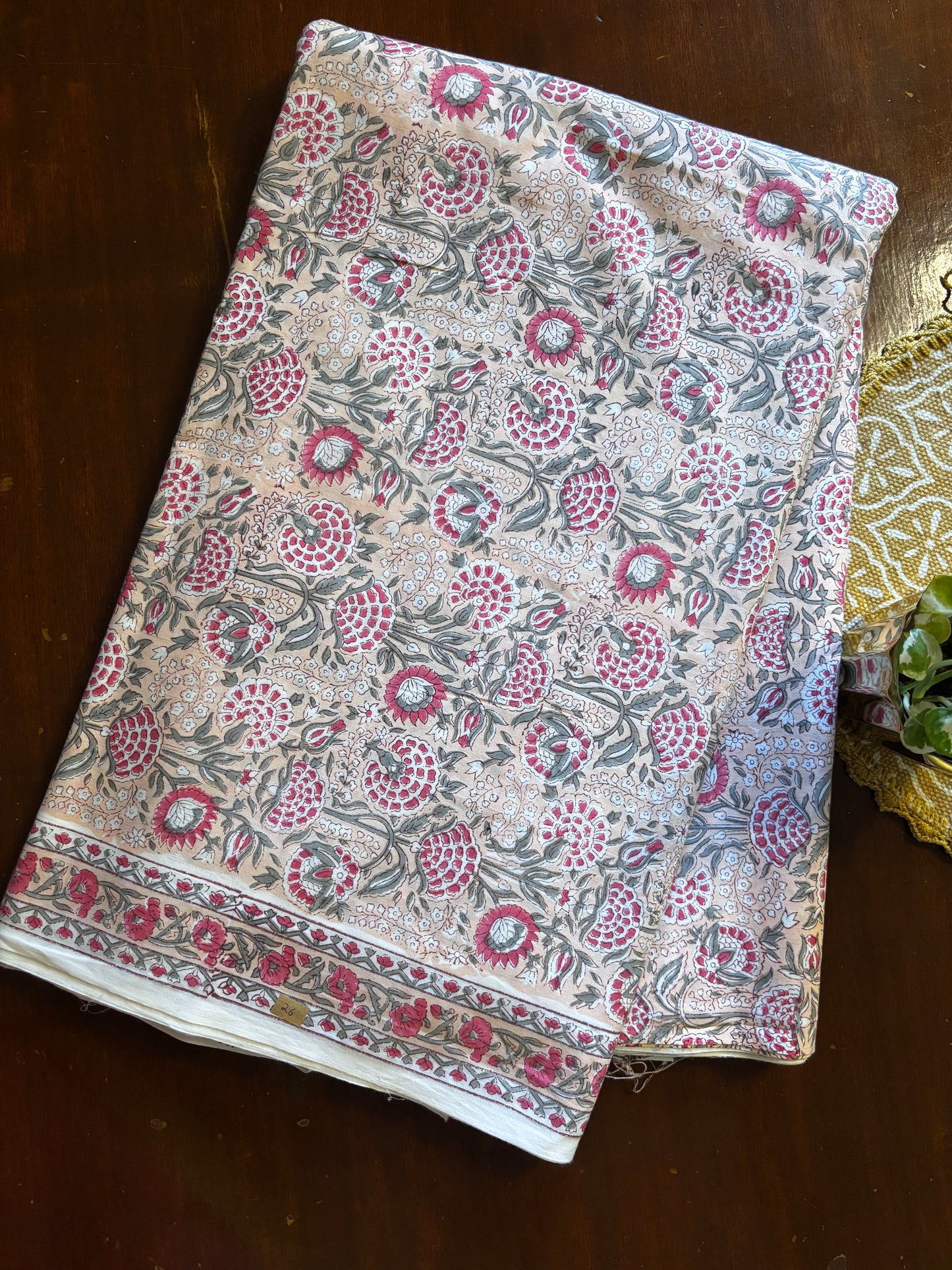 Peach Jaal Fabric