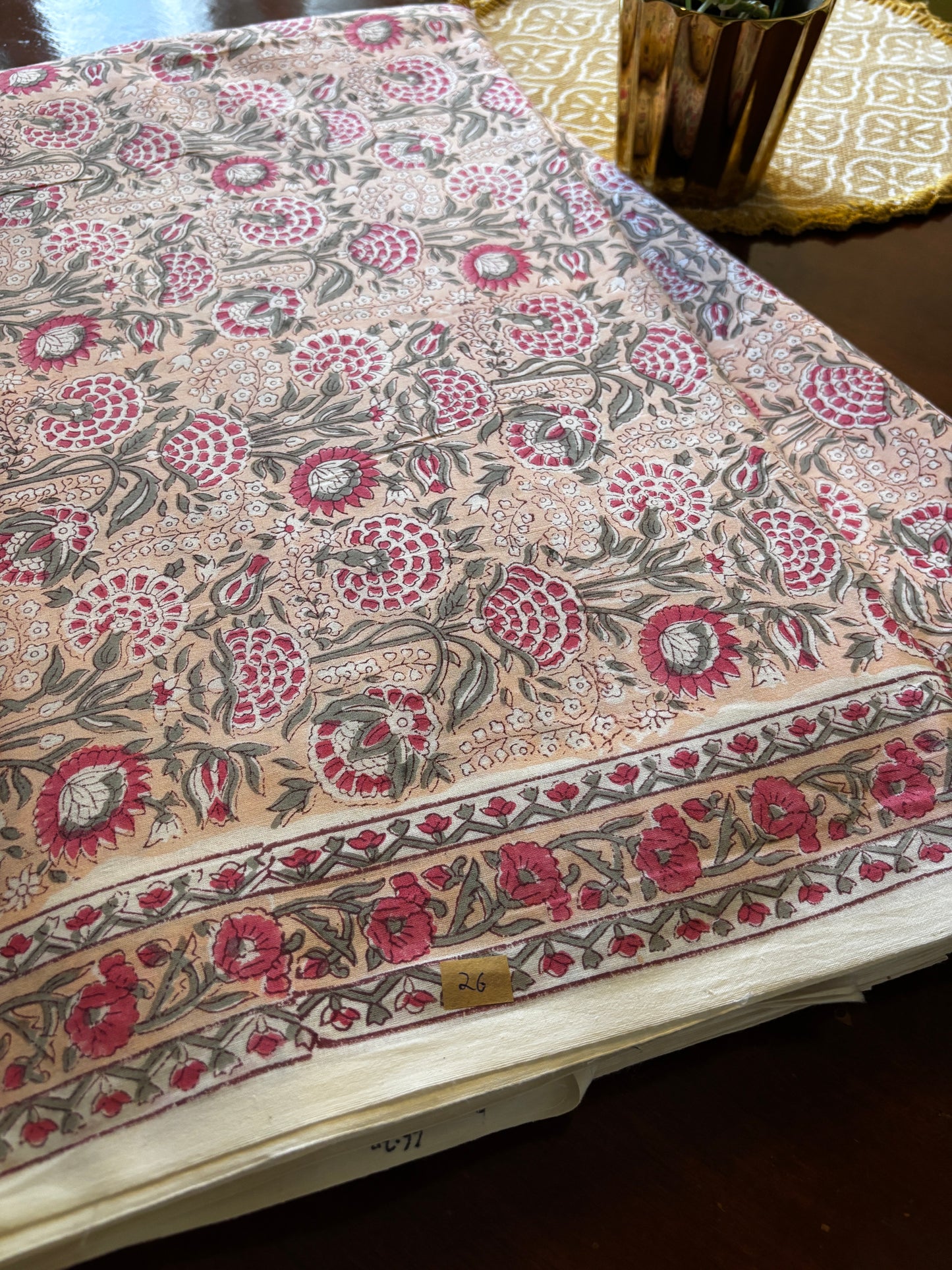 Peach Jaal Fabric
