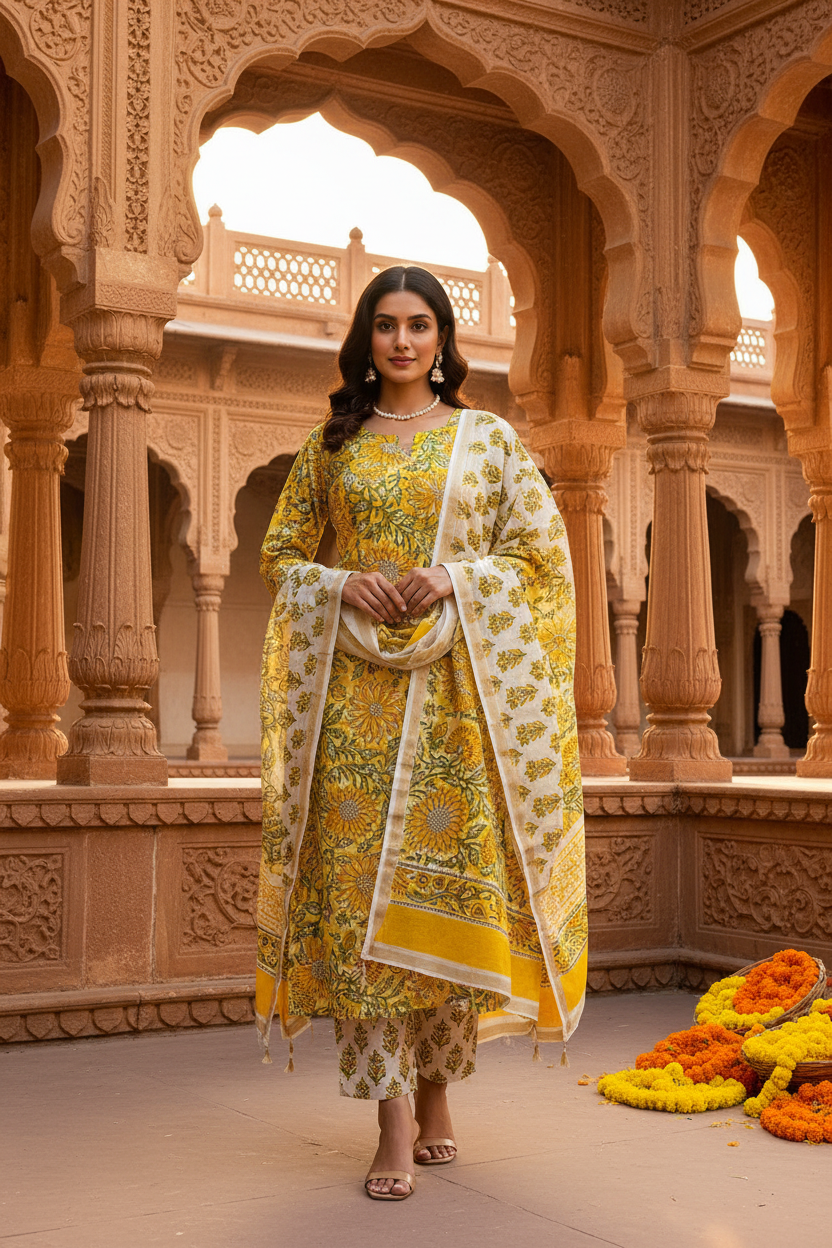 Yellow Chanderi Suit